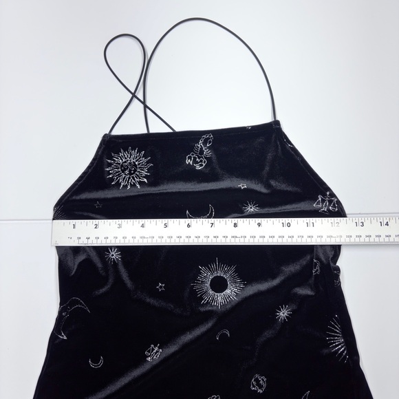 Black Velvet Celestial Star Moon Bodycon Mini Dress Size Small - Picture 10 of 11